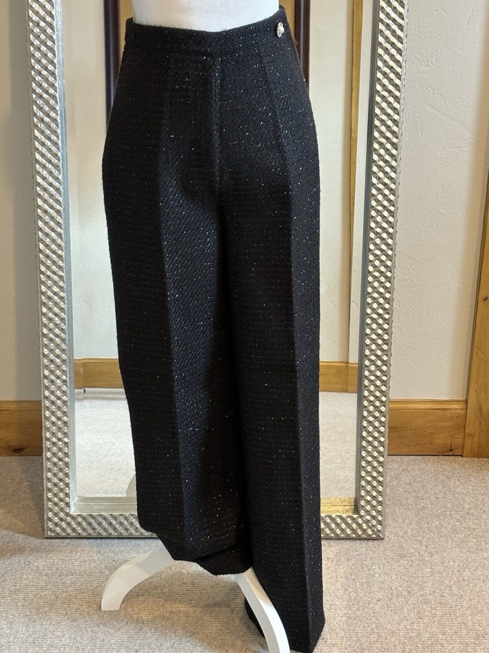 Jason Wu Black Sparkle Wide-Leg Men's Pantssize 8 4/101
